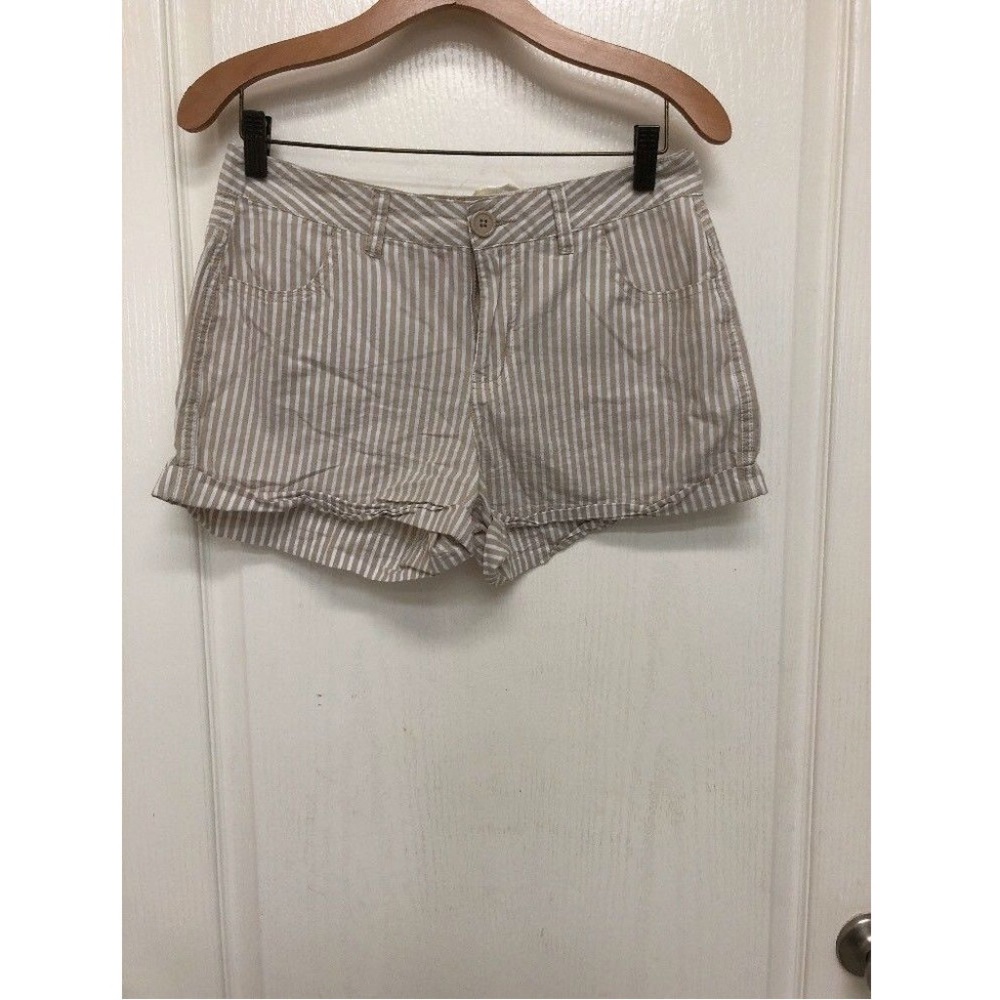 Mix & Co Women's Striped Shorts White Tan Size S